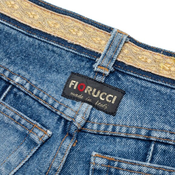 Fiorucci (Italy) 80s, Ring-Spun Indigo, Jacquard Braid, Gold Lace Overlay - Picture 5 of 11